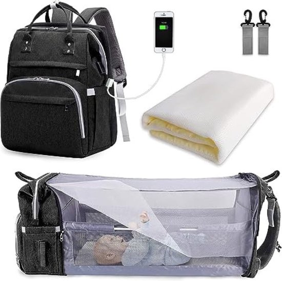 Luiertas pop - Verzorginstas pop - Luiertas speelgoed - 31 x 24 x 40 cm - Zwart van Dolce Luna Kids