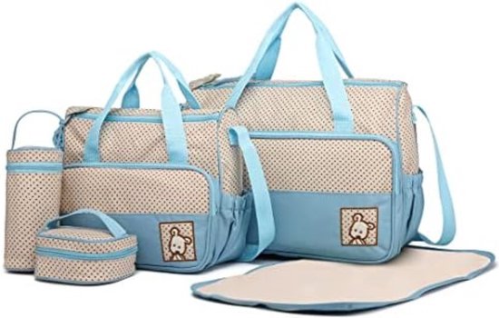 Luiertas pop - Verzorginstas pop - Pop verzorgingsset - Luiertas speelgoed - 38 x 18 x 29 cm - Blauw van Jonotoys