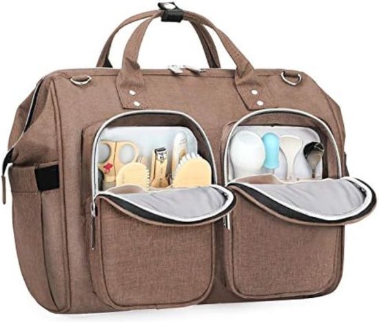 Luiertas pop - Verzorginstas pop - Pop verzorgingsset - Luiertas speelgoed - Luiertas speelgoed - 36 x 18 x 34cm - Taupe van Mamaloes