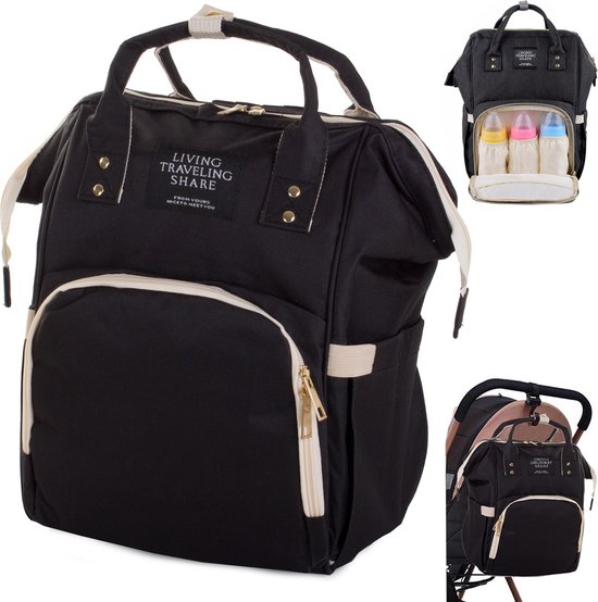 Luiertas - Rugtas - Verzorgingstas - Met 3 thermovakken 3 in 1 - zwart van Love Mia.