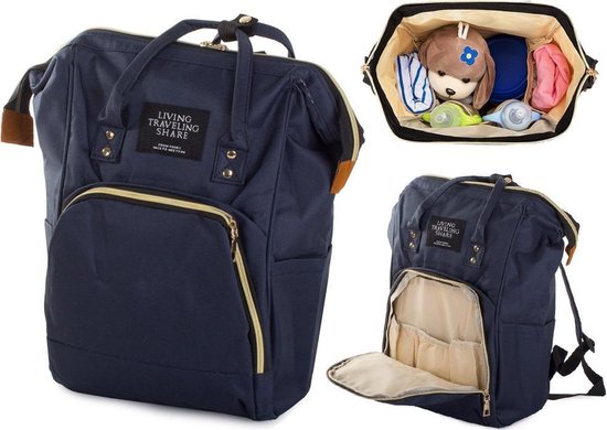 Luiertas - Rugtas - Verzorgingstas - Met 3 thermovakken - Babyverzorging - Diaper backpack bag - Organizer -Navy Blauw van LifeGoods