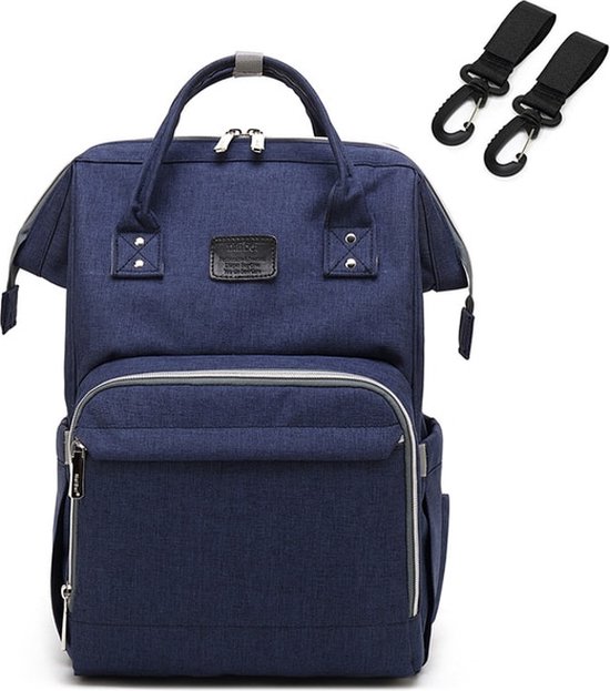 Luiertas rugzak blauw - Met kinderwagenhaken - Inhoud 22 liter - Bodembeschermer - Baby verzorgingstas - Anti-diefstalontwerp van Dooky