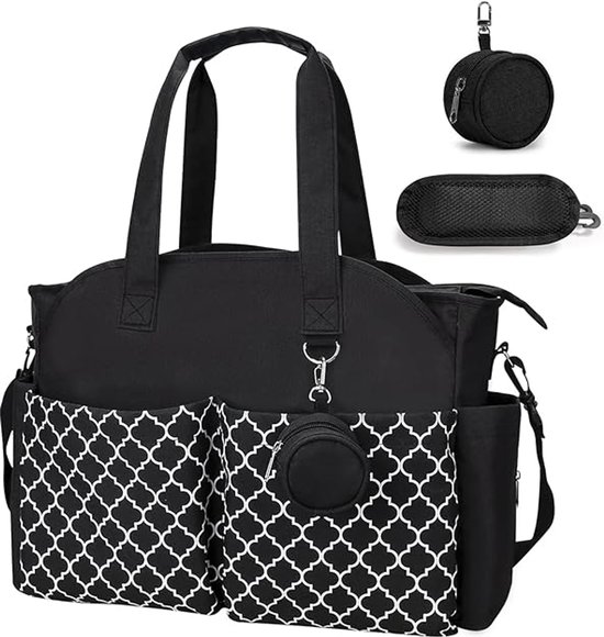 Luiertas rugzak-luiertas-luier organizer-luiertas, multifunctionele luiertas-grote waterdichte luiertas met fopspeenzak voor luiers en alle babyaccessoires - zwart - 40x15x29cm van Dikaslon