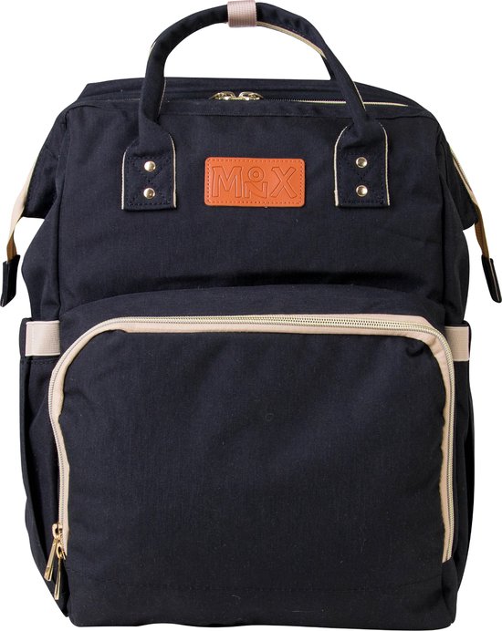 Luiertas rugzak - Monx Luiertas verzorgingstas met uitklapbaar babybedje - Overzichtelijke luierrugzak extra buggy en kinderwagen haken inclusief geïsoleerde flessenhouder - Zwart van Monx