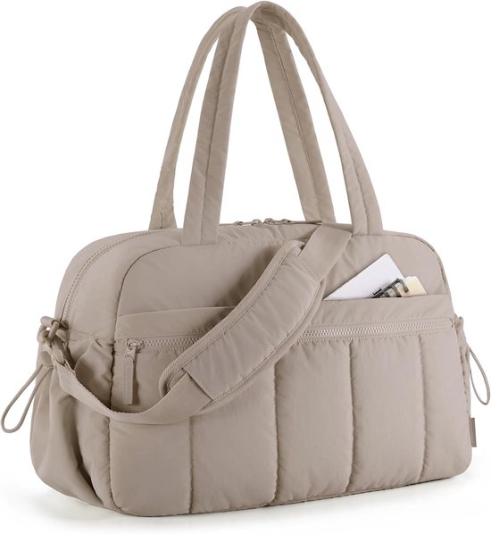 Luiertas rugzak - Shopper Dames met rits - Grote schoudertas met Veel Vakken - Voor Sport, Werk & Baby - 40x28 cm - Lichtgewicht Nylon - Grijs van Nipati
