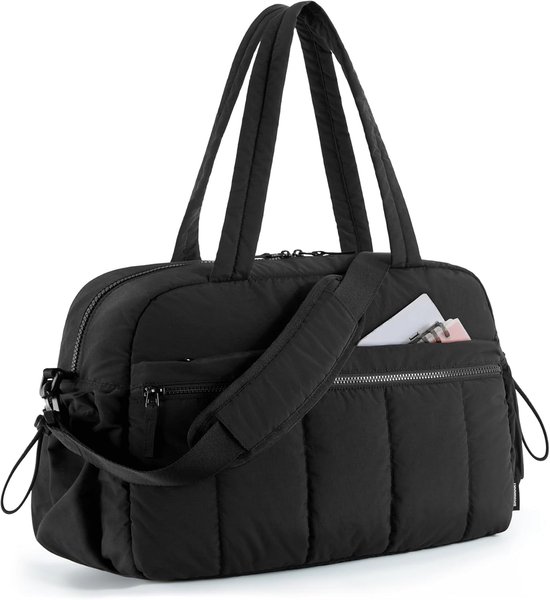 Luiertas rugzak - Shopper Dames met rits - Grote Schoudertas met Veel Vakken - Voor Sport, Werk & Baby - 40x28 cm - Lichtgewicht Nylon - Zwart van Tibes