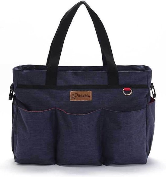 Luiertas Schoudertas - Baby Verzorgingstas - Incl Verschoningsmatje & Flessenhouder - Vakken - Jongens/Meisjes - Blauw van Aimnny