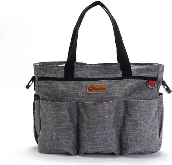 Luiertas Schoudertas - Baby Verzorgingstas - Incl Verschoningsmatje & Flessenhouder - Vakken - Jongens/Meisjes - Grijs van Nordicc®
