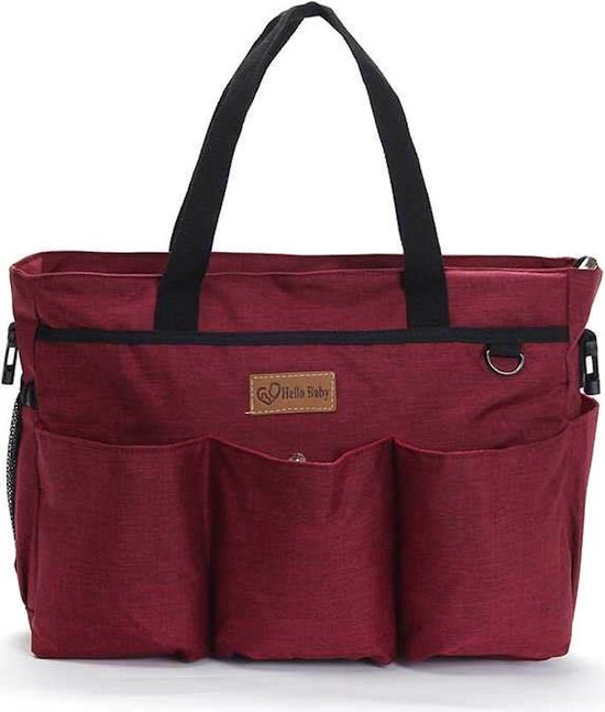 Luiertas Schoudertas - Baby Verzorgingstas - Incl Verschoningsmatje & Flessenhouder - Vakken - Jongens/Meisjes - Rood van MAMASLIEF.