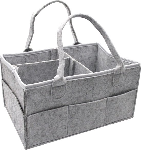 Luiertas Vilt - Grijs - Vilt - 32 x 22 x 19 cm - Luier Organizer - Draagbare Organiser met Handige Vakken - Verzorgingstas van Amiikaax