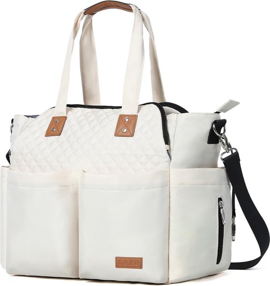 Luiertas voor baby's, groot, met aankleedkussen voor op reis, beige van Dikaslon