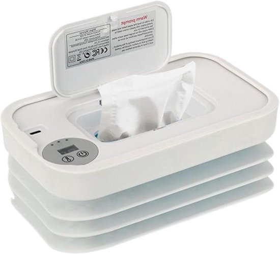 Luierwarmer Billendoekjes - Draagbare Doekjeswarmer - Comfortabel Onderweg - Snel Opwarmen USB - 20x12 cm - Wit