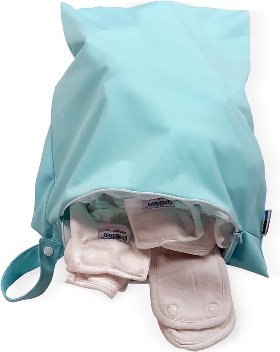 Luierzak Bambinex - Mint | Met rits | Wasbare luiers | Wetbag van Bambinex