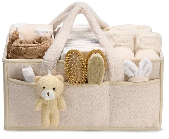 Luierzakjes opbergdoos - Pluche luiermand - luiertas - Luiermand - Beer-vormige luieropbergdoos - Luiertafel opbergdoos met verwisselbare vakken - Multifunctionele draagbare luieropbergdoos van Merkloos