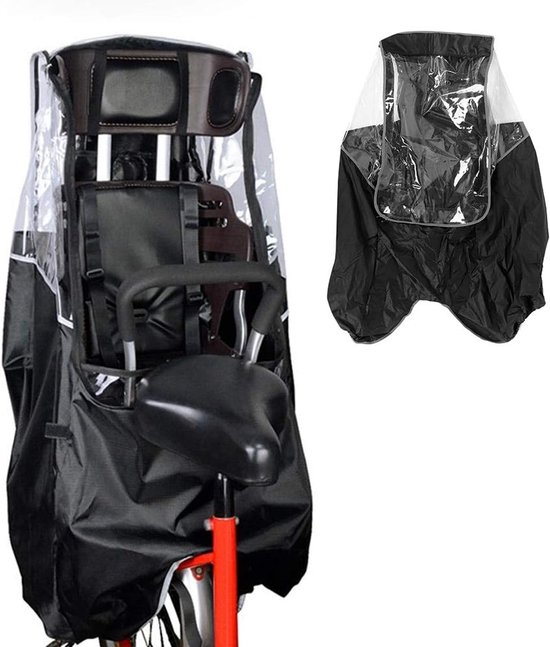 Luifel voor fietsstoeltje, luifel voor kinderzitje, regen- en windbescherming met transparant venster, draagbare regenluifel voor elektrische autostoel, universele warme regenkap voor vier seizoenen van Merkloos