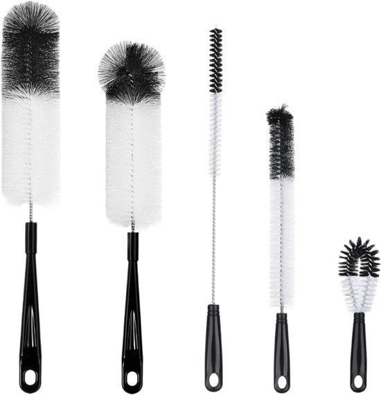 Lukana Flessenborstel Set - 5-delig - Flessenreiniger - Flessenrager - Schoonmaakborstel - BPA-vrij, Flexibel & Krasvrij - Flessenborstel Baby - Voor Glazen, Flessen, Bidons & Rietjes - Vaatwasserbestendig van Lukana