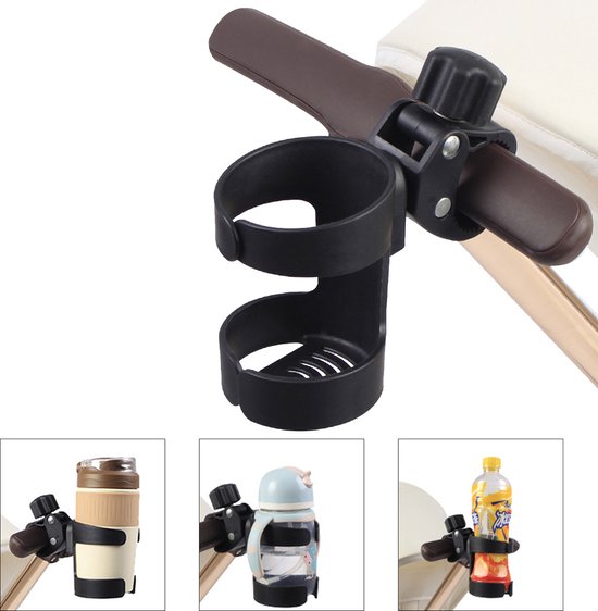 Lukana Universele Bekerhouder Kinderwagen - Bekerhouder Fiets - Bekerhouder Buggy - Bidonhouder Fiets - Cupholder Kinderwagen - Bekerhouder Rolstoel van Lukana