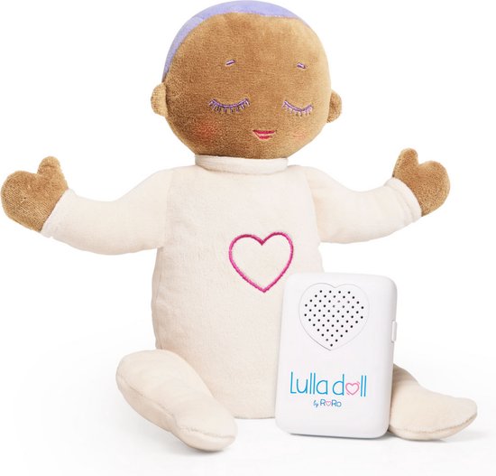 Lulla doll Slaapknuffel - Hartslag knuffel - Slaaptrainer - Slaaphulp - 3 volumes - Werkt tot 12 uur - Vanaf 0 maanden - Machinewasbaar - Polyester/Katoen - Lila van Roro