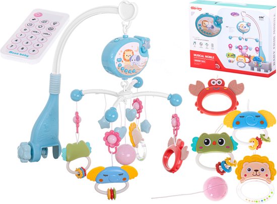 Lullaby ster boxmobiel blauw met 40 melodieën en 3 timer standen - Inclusief afstandsbediening - Met sterprojector van Moonie