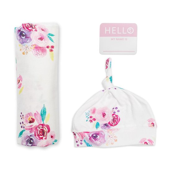 Lulujo Hello World - Swaddle & Mustje - Posies