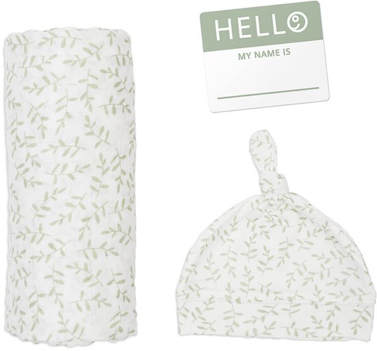 Lulujo Hello World - Swaddle & Mutsje - Greenery