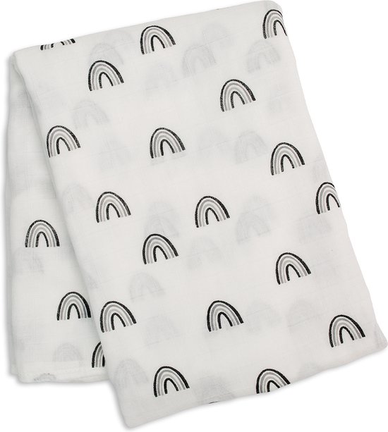Lulujo - hydrofiele doek - swaddle - bamboo - 120x120 cm - Black Rainbow van Merkloos