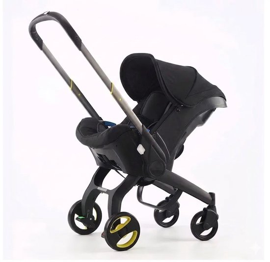 LUMÉ STORE Luxe Kinderwagen 4-in-1 - Buggy - Maxi Cosi - Autostoel - Autozitje - Lichtgewicht - All-Terrain - Opvouwbaar - Zwart