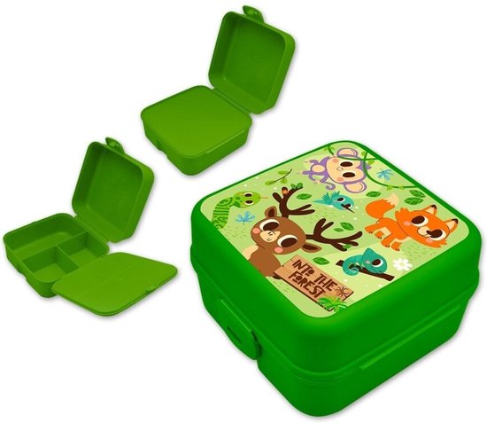 Lunchbox met Meerdere Compartimenten - School Lunchtrommel met Dieren - Into the forest van Mepal