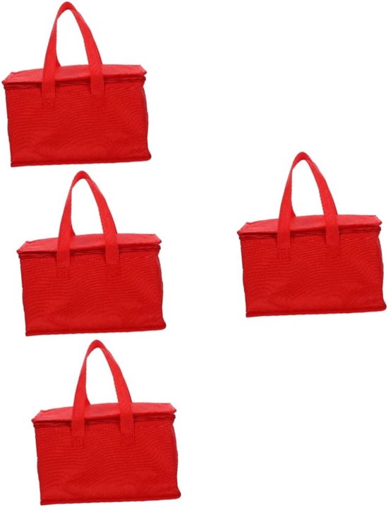 Lunchtas Isolatiezak - Bento Houder - Warmtebehoud Op Reis - Grote Opslagcapaciteit - 4 Stuks - Rood