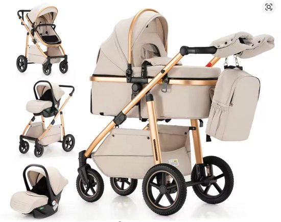 Lunola Luna Winter Edition - Kinderwagen 3-in-1 - Multifunctionele Buggy 3in1 - Met Handwarmers - Wandelwagen - Stroller - White