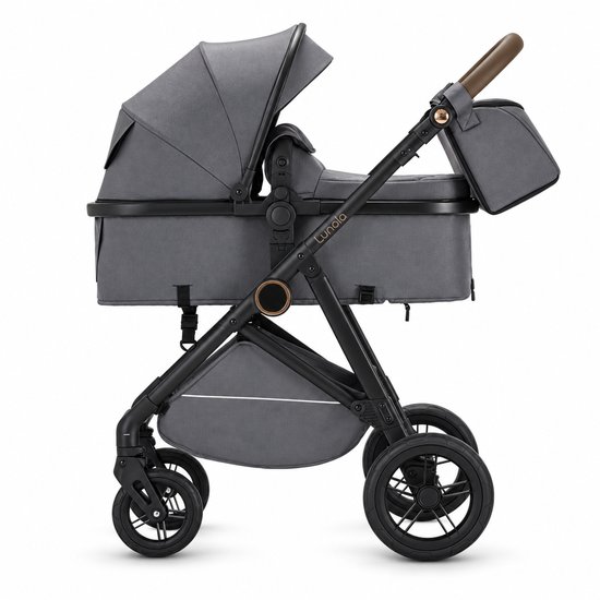 Lunola Noor Premium Kinderwagen 2 in 1 - Combi met Reiswieg en Omkeerbaar Zitje - Compact Inklapbaar - Wandelwagen voor 0 tot 3 Jaar - Grijs