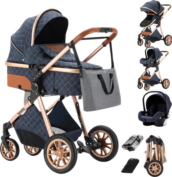 Lunola Nova - Kinderwagen 3-in-1 - incl. autostoel - 0-20kg - XXL - Multifunctionele Buggy 3in1 - Blauw van Lunola Nova