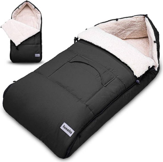 Lunola - Voetenzak voor Autostoel & Kinderwagen - Voetenzak Buggy - 90 x 50 cm - Zwart van Lunola