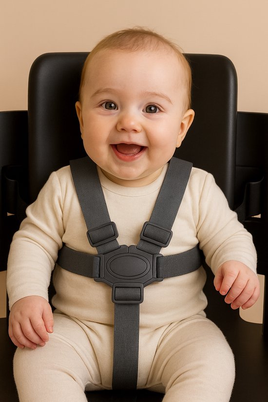 LuukyBB - Kinderstoel Tuigje - Grijs - 5 Punts Harnass - Verstelbaar Baby Gordel Harness - Buggy Kinderwagen Wipstoel Gordel - Veiligheidsgordel Riempjes Veiligheidstuigje Kind