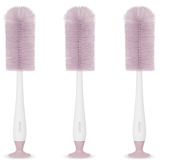 LUVION® 2-in-1 Flessenborstel Set (3 stuks) - Inclusief baby fles en speen borstel - Mauve Purple van Luvion