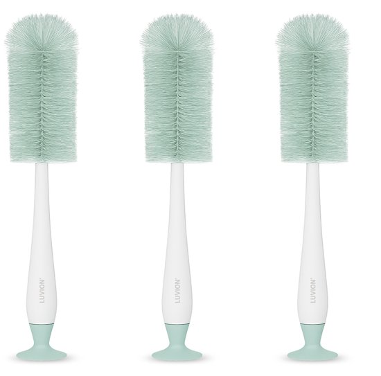 LUVION® 2-in-1 Flessenborstel Set (3 stuks) - Inclusief baby fles en speen borstel - Mintgroen van Luvion