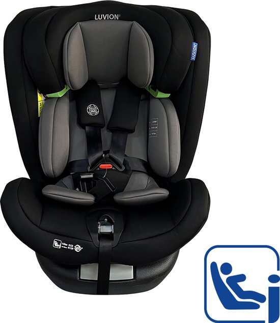 LUVION® Aegis 360 Autostoel Shadow Blend - Autostoel Groep 0 1 2 3 - Autozitje geschikt voor alle leeftijden (0 tot 12 jaar) - Zwart & Grijs van Luvion