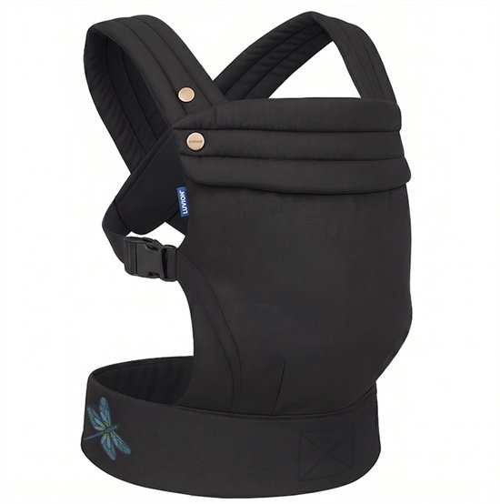 LUVION® Baby carrier MILANO Nighttime Black - Draagzak Baby - Ergonomische Buikdrager en Rugdrager - OEKO-TEX® Katoen - Zwart van Luvion