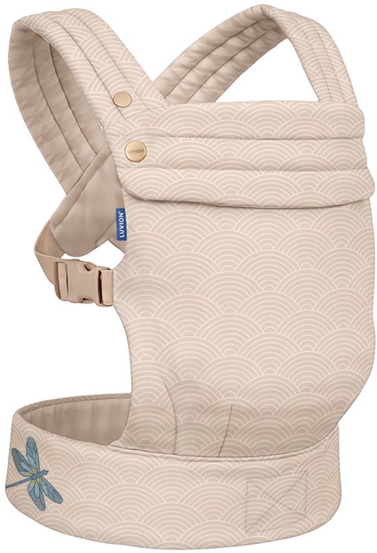 LUVION® Baby carrier MILANO Rainbow Sand - Draagzak Baby - Ergonomische Buikdrager en Rugdrager - OEKO-TEX® Katoen - Beige met Regenboog Patroon