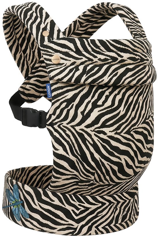 LUVION® Baby carrier MILANO Zebra - Draagzak Baby - Ergonomische Buikdrager en Rugdrager - OEKO-TEX® Katoen - Wit met Zwarte Zebra Patroon