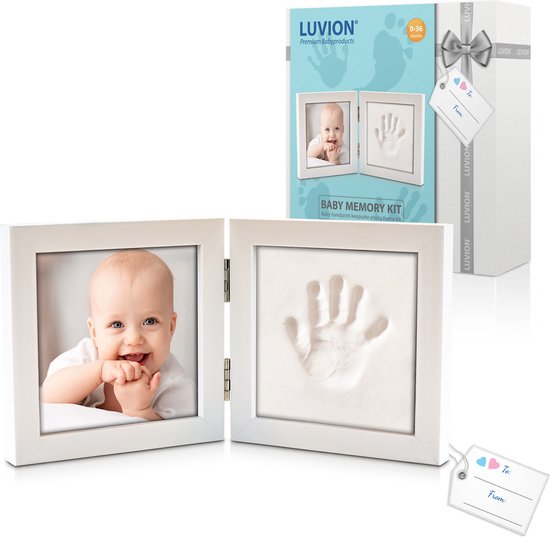 LUVION® Baby Fotolijstje met Klei Afdruk (Gipsafdruk baby) - Hand & Voet Afdruk - Geboorte cadeau - Kraamcadeau jongen / Kraamcadeau meisje van LUVION