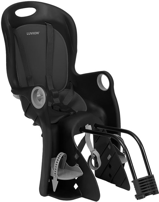 LUVION® Fietsstoel Shadow Black - Fietstoeltje achter - Achterzitje - Zwart van Luvion