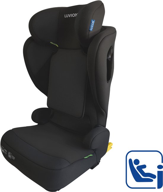 LUVION® FLEX-i Opvouwbare Autostoel – Eclipse Black (i-Size 100–150 cm) - Autostoel Groep 2 3 - Autozitje geschikt voor (3,5 tot 12 jaar) - Zwart van Merkloos