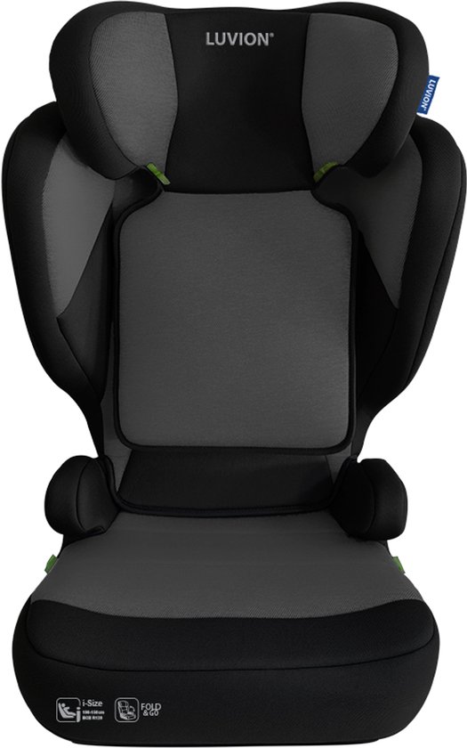 LUVION® FLEX-i Opvouwbare Autostoel – Shadow Blend (i-Size 100–150 cm) - Autostoel Groep 2 3 - Autozitje geschikt voor (3,5 tot 12 jaar) - Zwart & Grijs van Merkloos