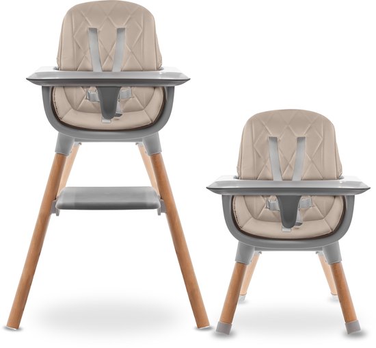 LUVION® High Chair Grey & Beige - Kinderstoel van Merkloos