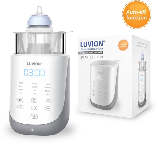 LUVION® Smartlift PRO Flessenwarmer - 60 in 1 Slimme Flessenwarmer – Makkelijk en precies in te stellen voor elk flesje - Het flesje komt automatisch omhoog uit de flessenwarmer zodra deze op temperatuur is van Luvion