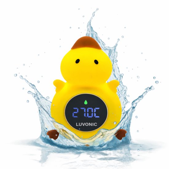 Luvonic® Badthermometer Baby – Digitale Waterthermometer met LED Display – Veilig & Oplaadbaar – Drijvend Bad Accessoire voor Baby’s - RGB - Eend van Merkloos