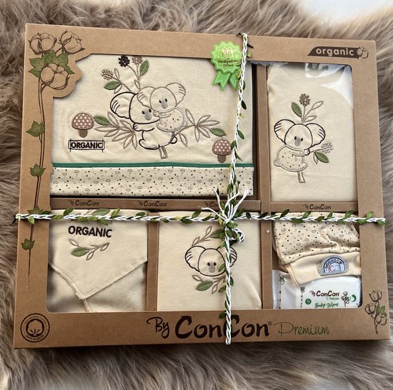 Luxe 10 delige new born set met deken -luxe geschenkdoos - biokatoen-organic-anti allergisch-beige kleur -mama Koala en baby- babyshower- kraam cadeau -new born -girl-boy - 0 tem 4 maanden van LUXE.