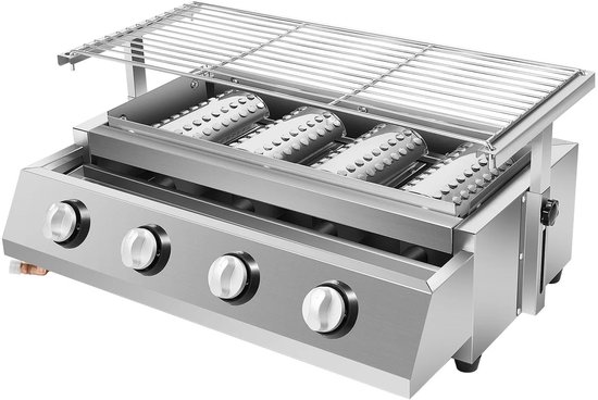 Luxe 4-kops Gasbarbecue – Draagbare Braadmachine voor Outdoor - Camping - BBQ - Kooktoestel van Luxe.