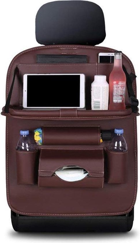 Luxe Auto Organizer met Tablet Houder Autostoel Organiser Ipadhouder voor Kinderen - Donker Bruin van LUXE.
